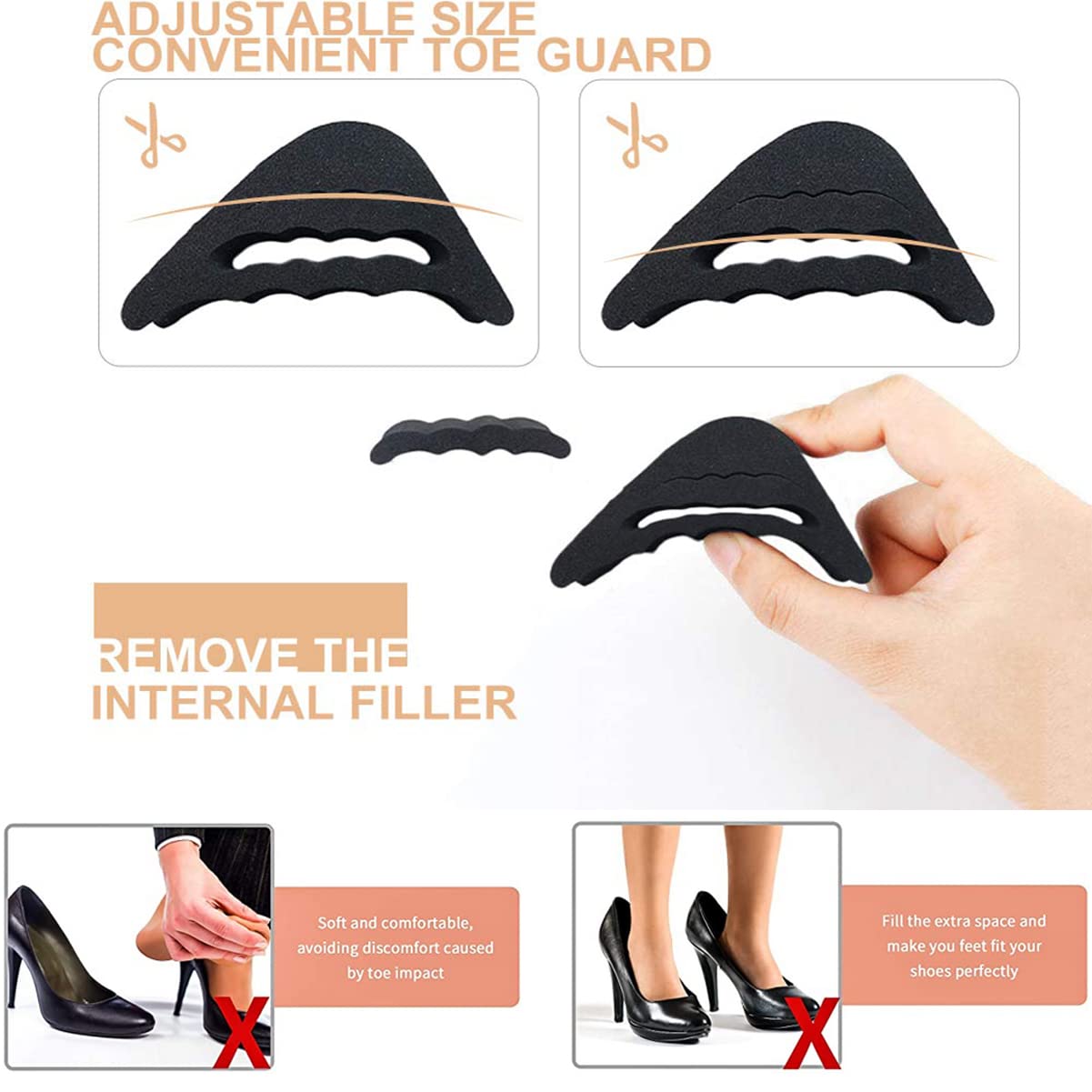 Crazy Bean Lot De 4 Paires Coussinets Chaussures - Protège Talon Et Orteils Pour Confort Optimal