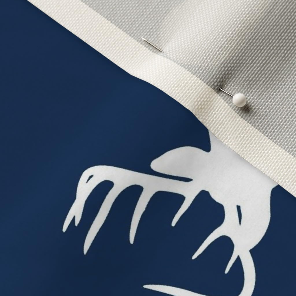 Spoonflower Fabric - Rotated Navy White Deer Head Stag Woodland Animals Printed on Upholstery Velvet Fabric Fat Quarter - Upholstery Home Decor Bottomweight Apparel