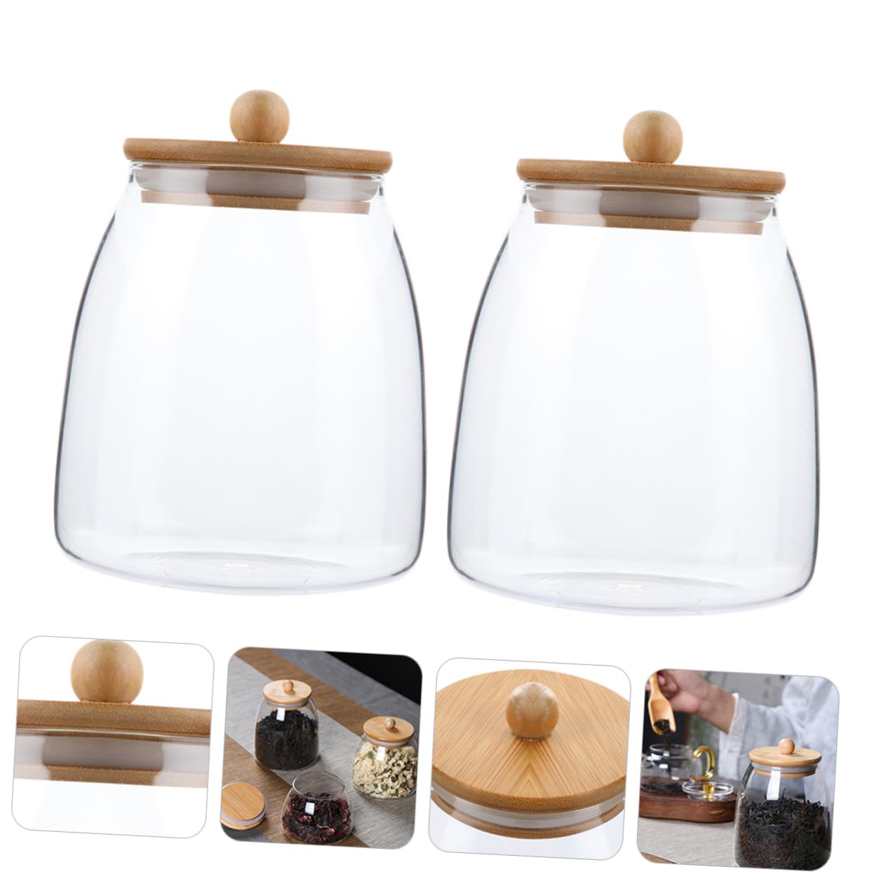 Abaodam 2piezas Tarros Tapa para Almacenar Dulces y Frutos Secos Contenedores de Vidrio Multiusos para Cocina