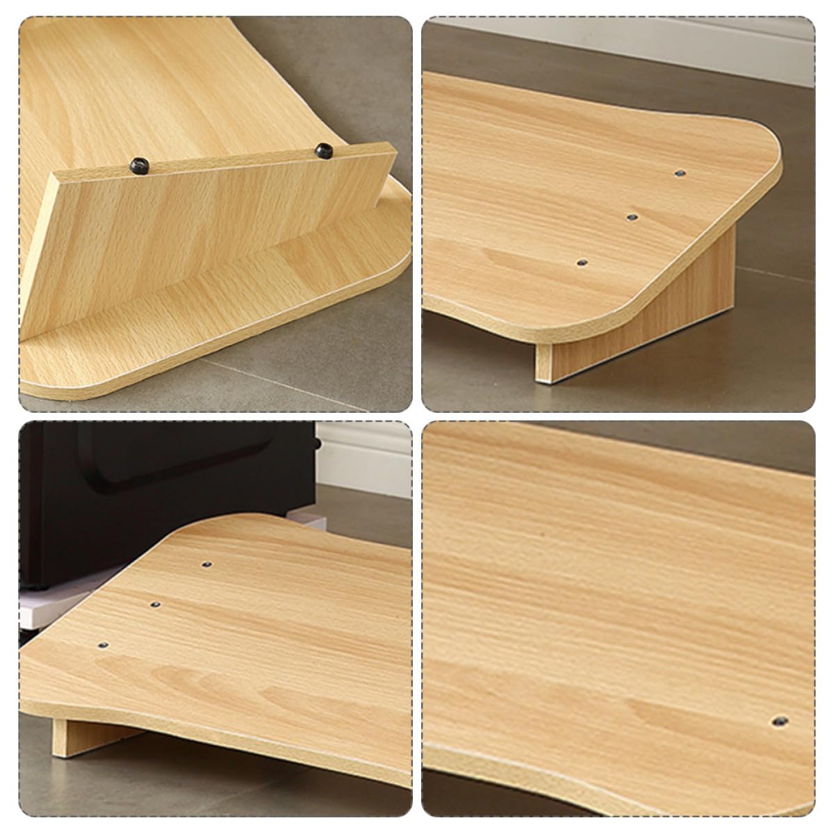 Poggiapiedi per Ufficio in Legno Design Salvaspazio e Finitura Artigianale, Sgabello Inclinato Sotto Scrivania per Casa e Lavoro