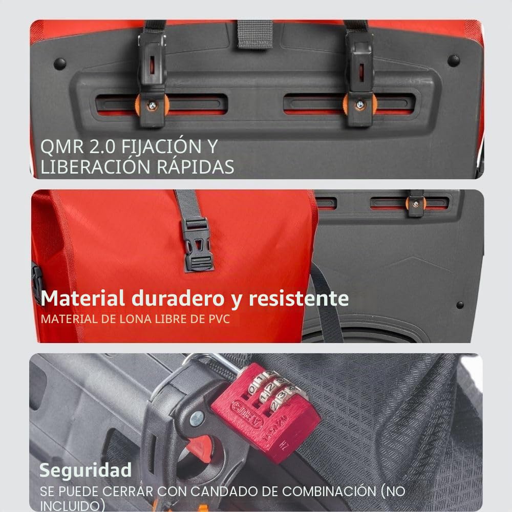 VAUDE Aqua Back – Alforjas para Bicicleta – Juego de 2 Bolsas para Bici adaptables a la Carga e Impermeables – Par de portabultos para Rueda Trasera