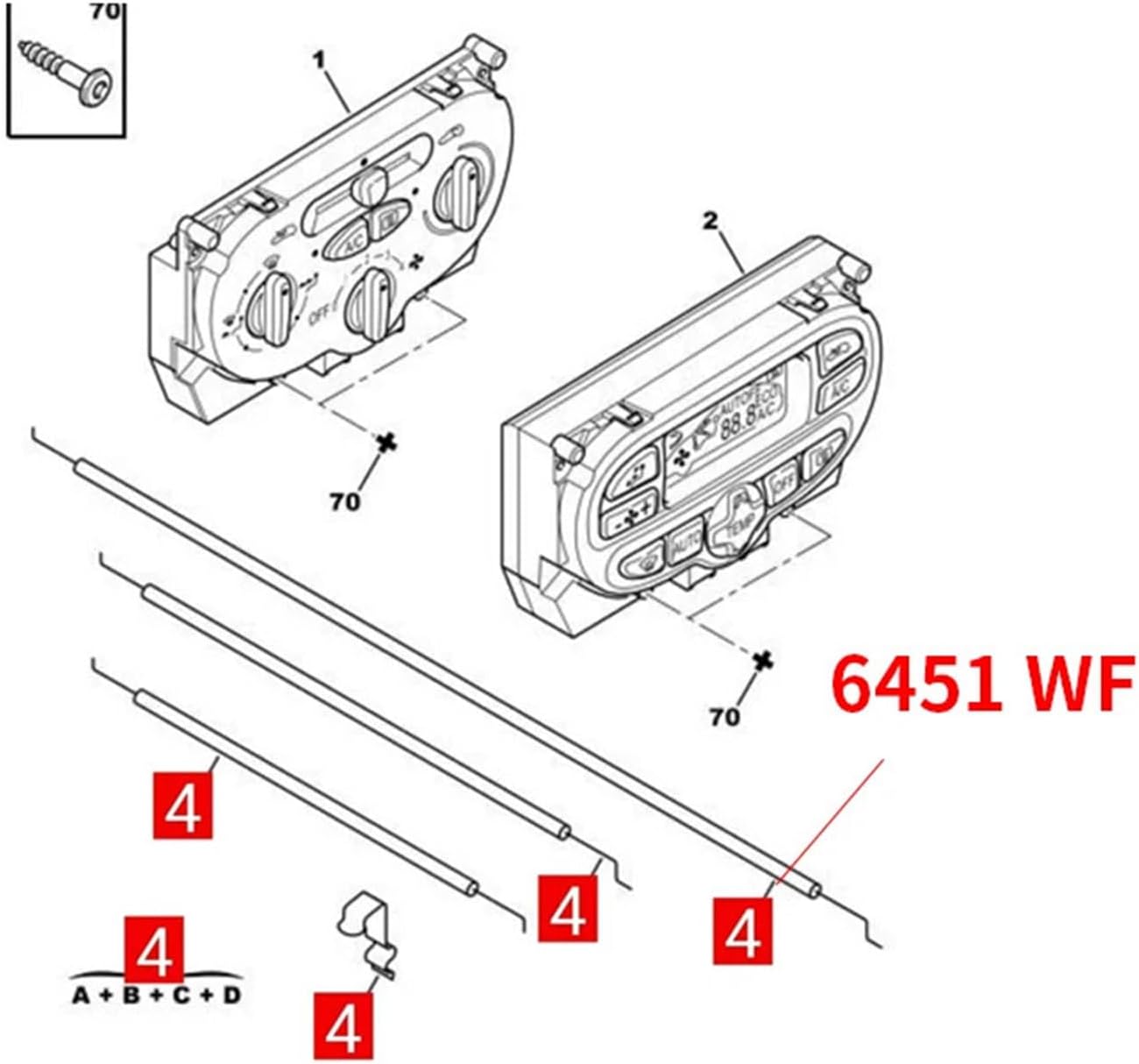 Air Conditioners Cable for 206 207 C2 6451WF Replacement Heating Control Cable Assembly Winds Tunnel Cable Auto Part