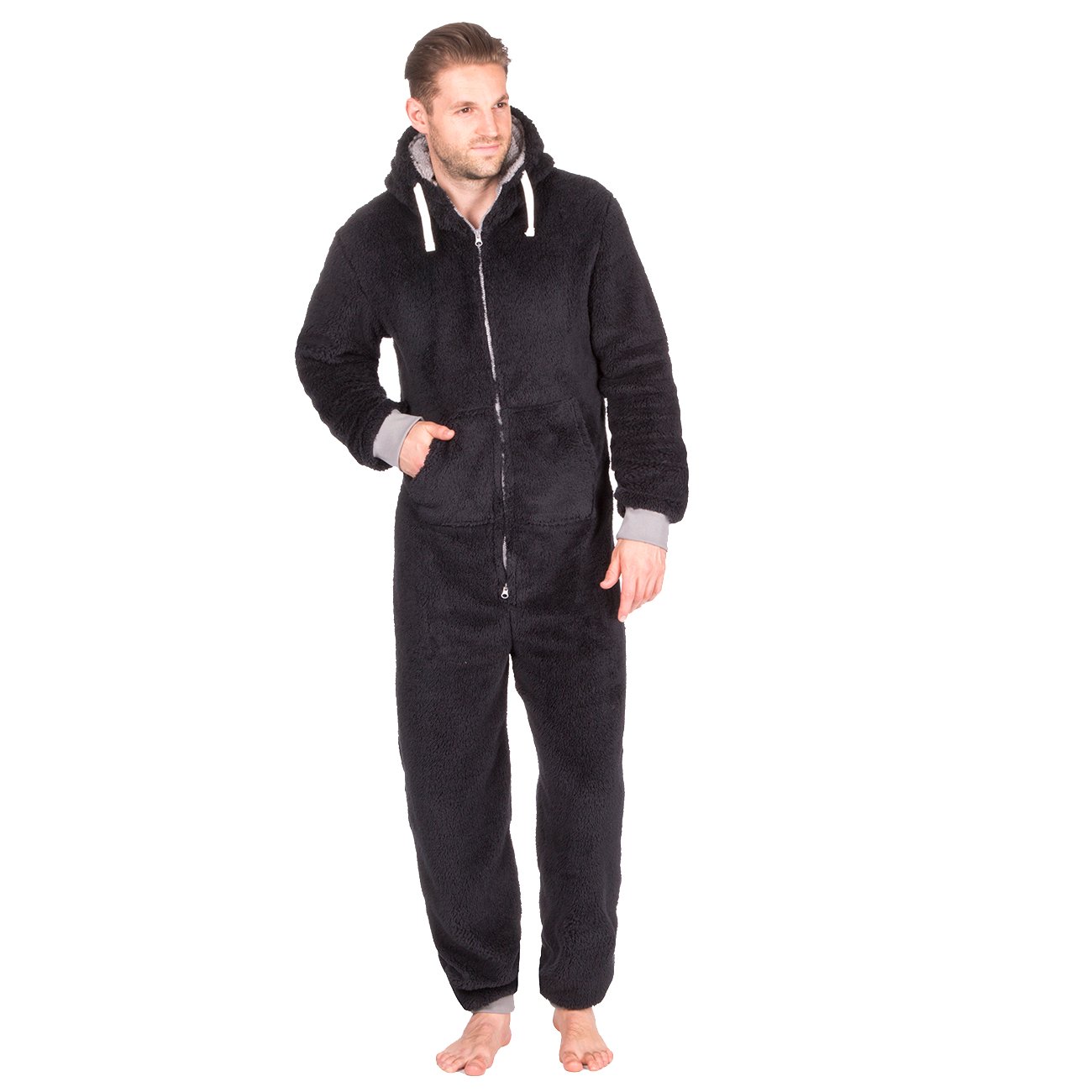 Onezee Men's Black / Stc Stores Snuggle Fleece Hooded Winter All In One (S/M, )