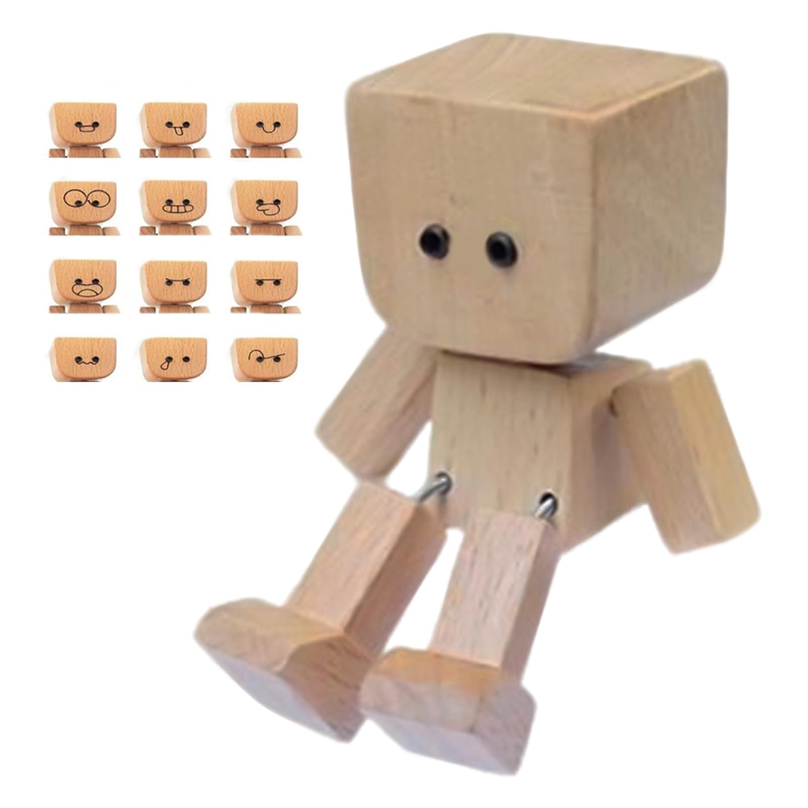 Decorazioni Per Cruscotto Auto Bambola In Legno Con Piedini Tremolanti E | Accessorio Veicolo Con 12 Espressioni Intercambiabili Per Interni Viaggi