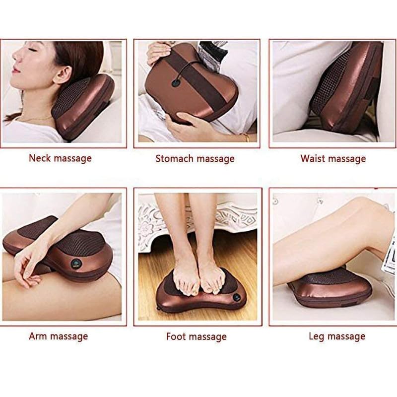 Image of Body Massager Pillow With 8 Kneading Ball, Full Body Pain Relief, Shoulder, Legs, Neck & Back Pain Relief with Shaitsu Infrared Heat Therapy, Deep Tissue Electric Massager for Car & Home- Office