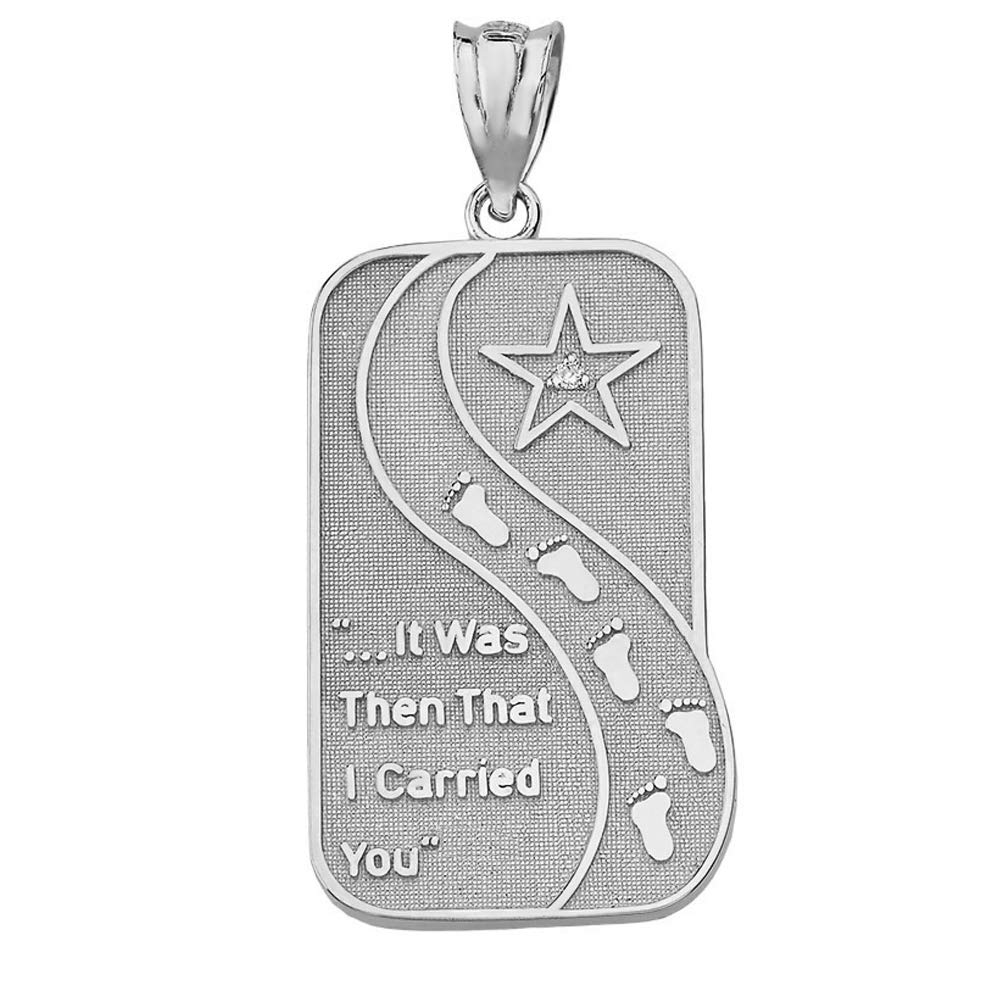 Sterling silver Footprints CZ pendant