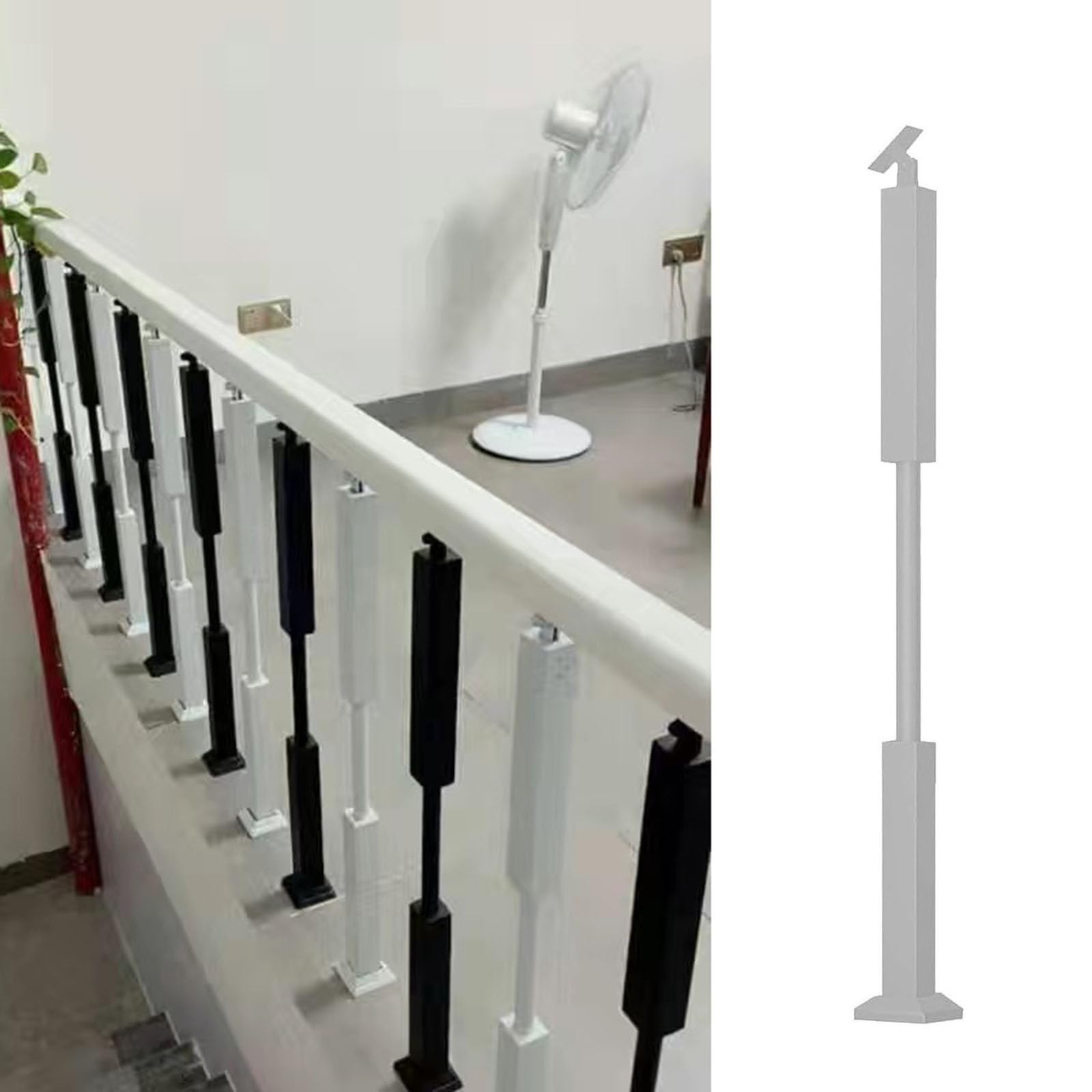 Garde-corps réglable 270° en métal blanc de 95cm pour balcon et loft