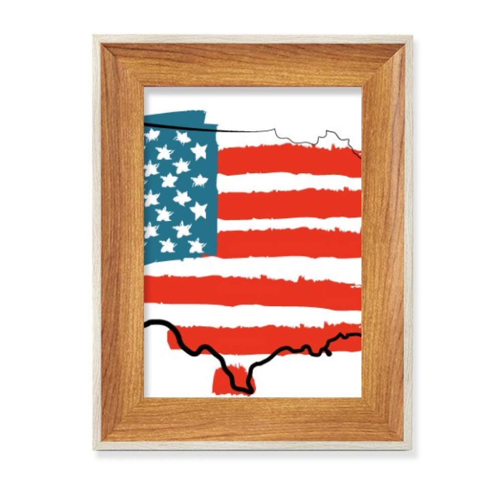 Cadre en bois de bureau avec carte USA et finition artistique