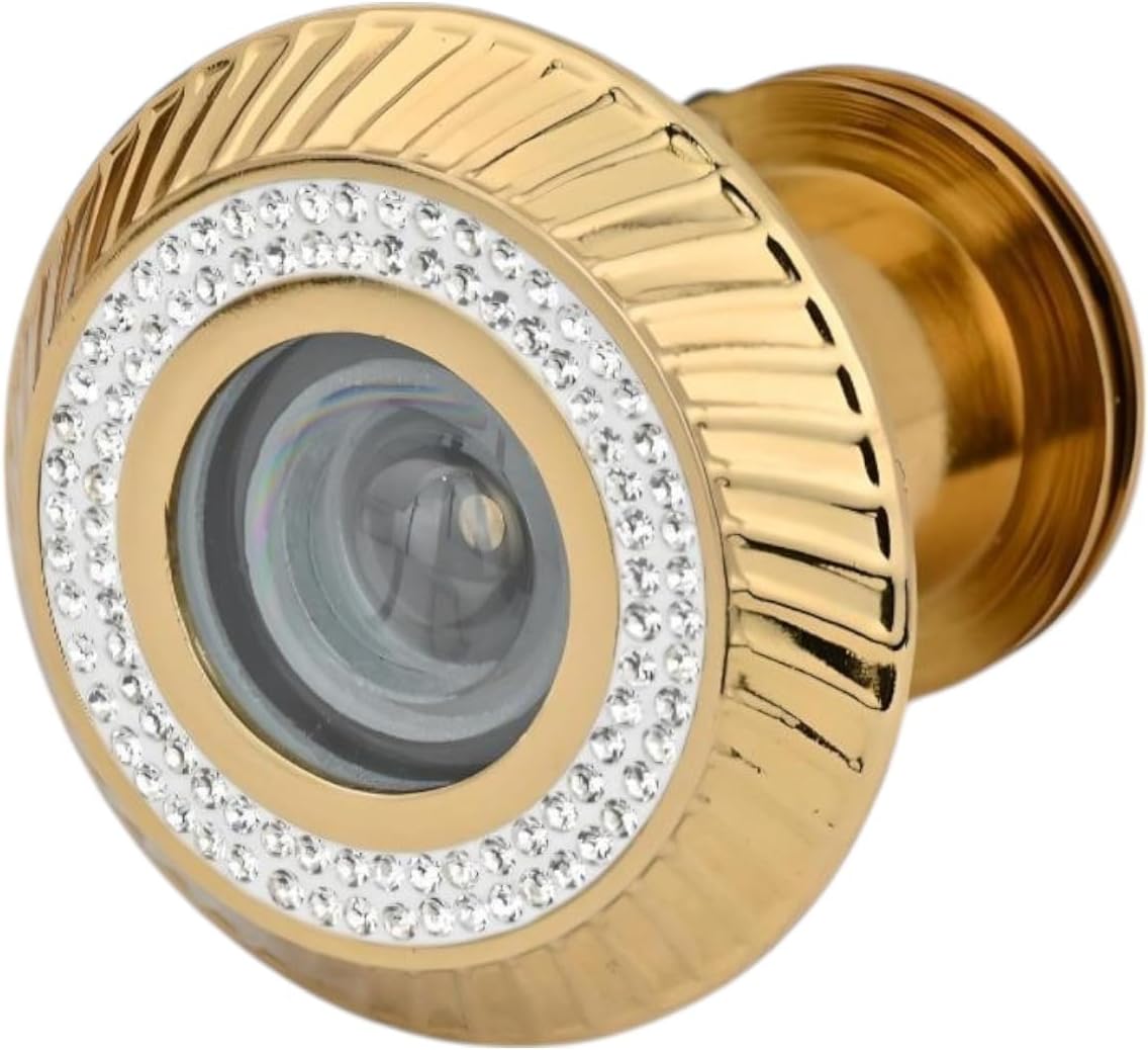 Eye Berry Door Lens 180°Glass Lens Degree Brass +Zink Door Eye viewer with Double Diamond Layer with Perfect Matching for Main Door (Dimond Gold, 35-55 mm)