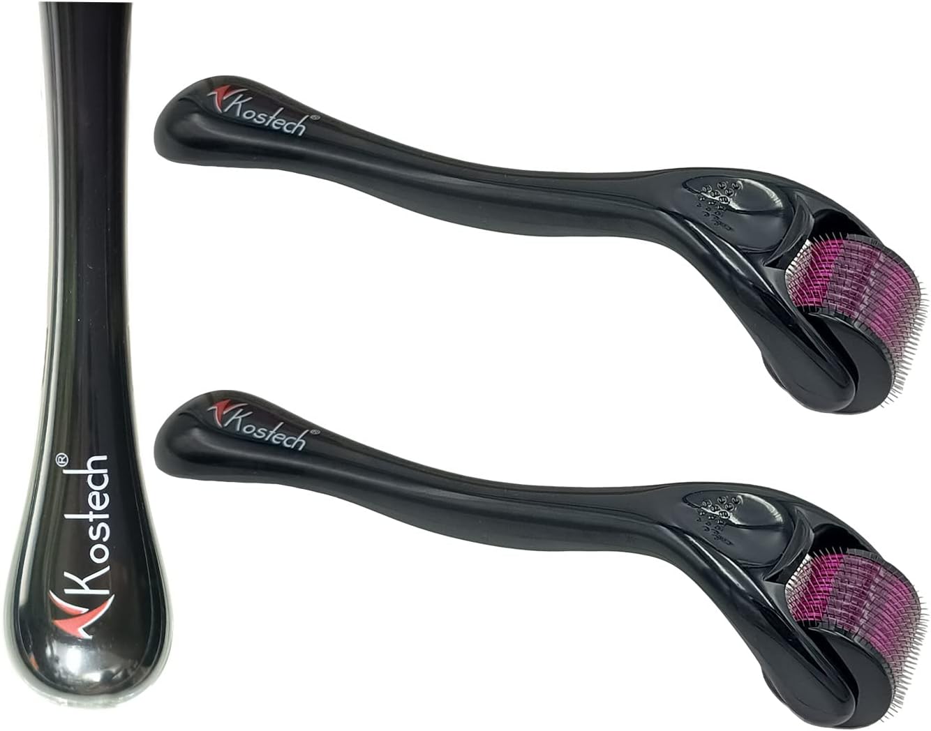 Kostech Derma Roller for Face, Beard & Hair Growth – 1.5mm Titanium Microneedling Tool for Skin Rejuvenation, Acne Scars, Wrinkle Reduction & Hair Regrowth – Safe & Easy to Use at Home – For Men & Women (Pack of 2, 1.5mm)