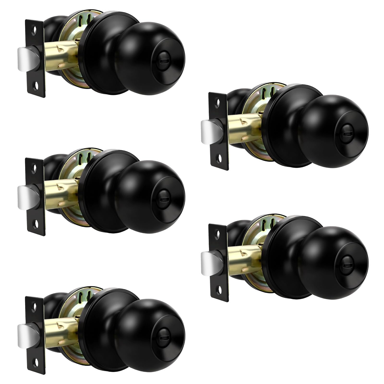 Black Interior Door Knobs - 10 Pack, Keyless Privacy -19