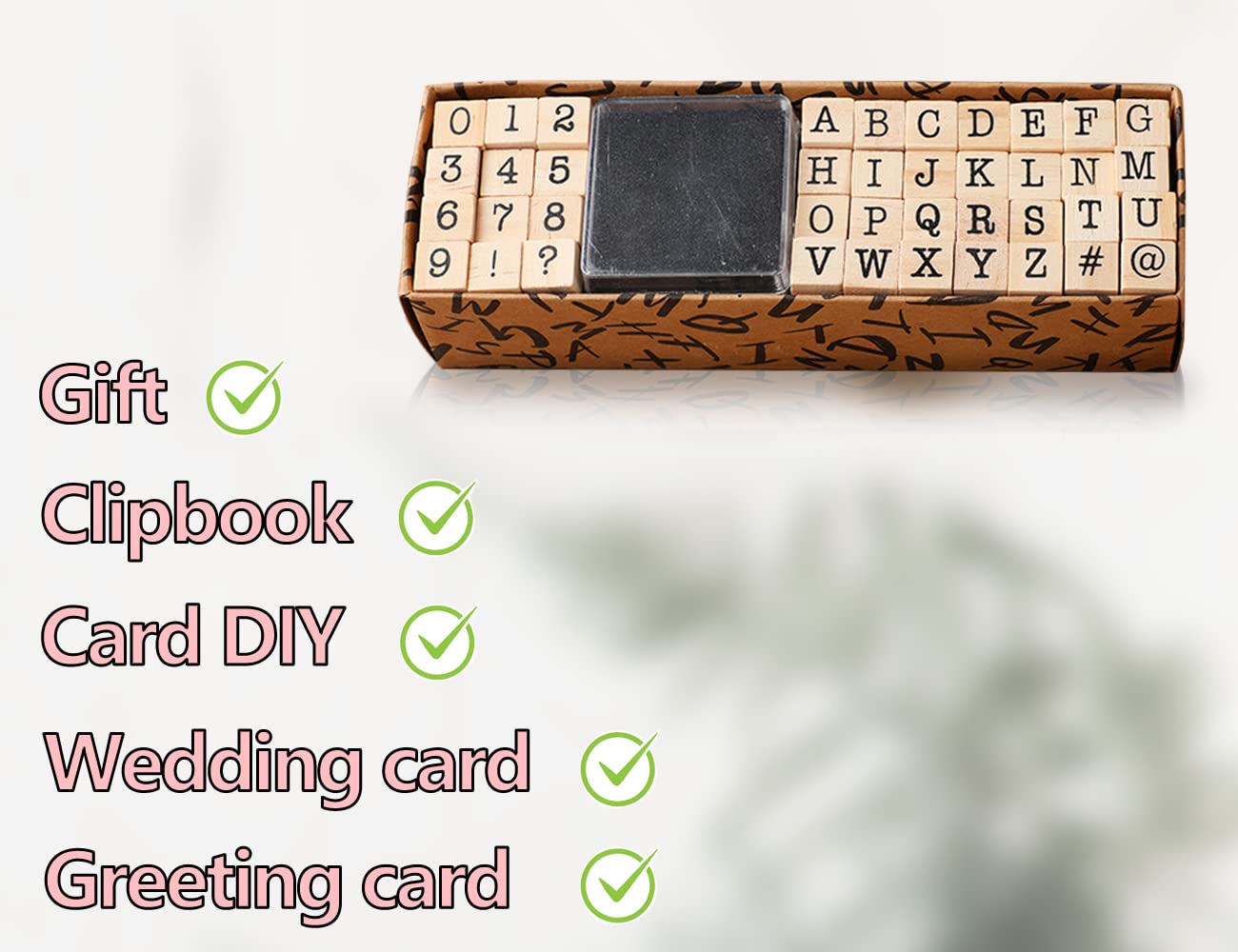 ZoeTekway 40 piezas de sellos de letras, alfabeto de madera sellos de letras, números y símbolos, con almohadilla de sellos, para scrapbooking arte artesanía tarjeta de decisiones