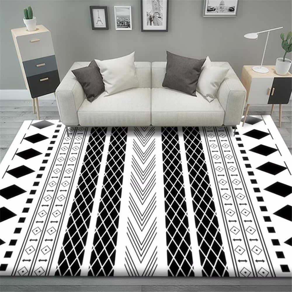 Tapis de chambre ado à rayures géométriques pour coin studio