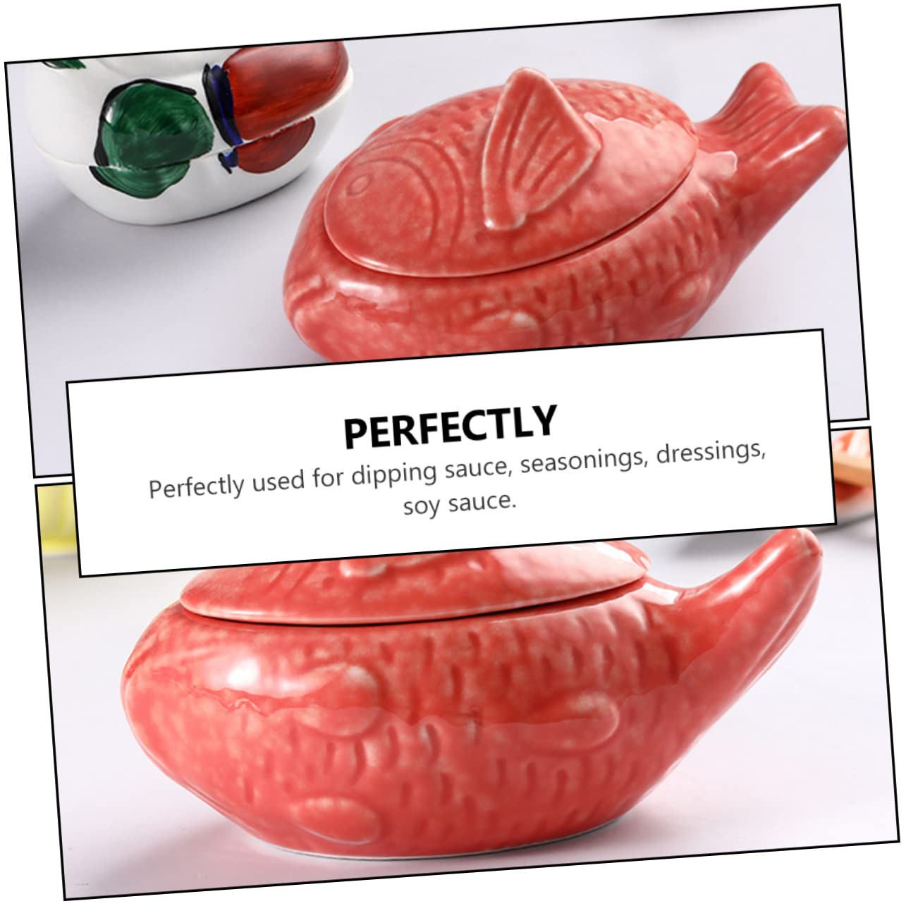 AUTSUPPL Japanese Porcelain Seasoning Bowl Fish Shape Ceramic Sauce Dish Nesting Bowl Set