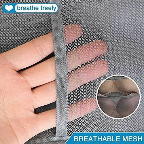 UESDU Space Saving Dual-Sided Holder Storage 2 Pack Hanging Holder Mesh Wardrobe Organiser with 48 Mesh Pockets Hanging Closet Organizer Bags Double-Side Hanging Closet, Grey