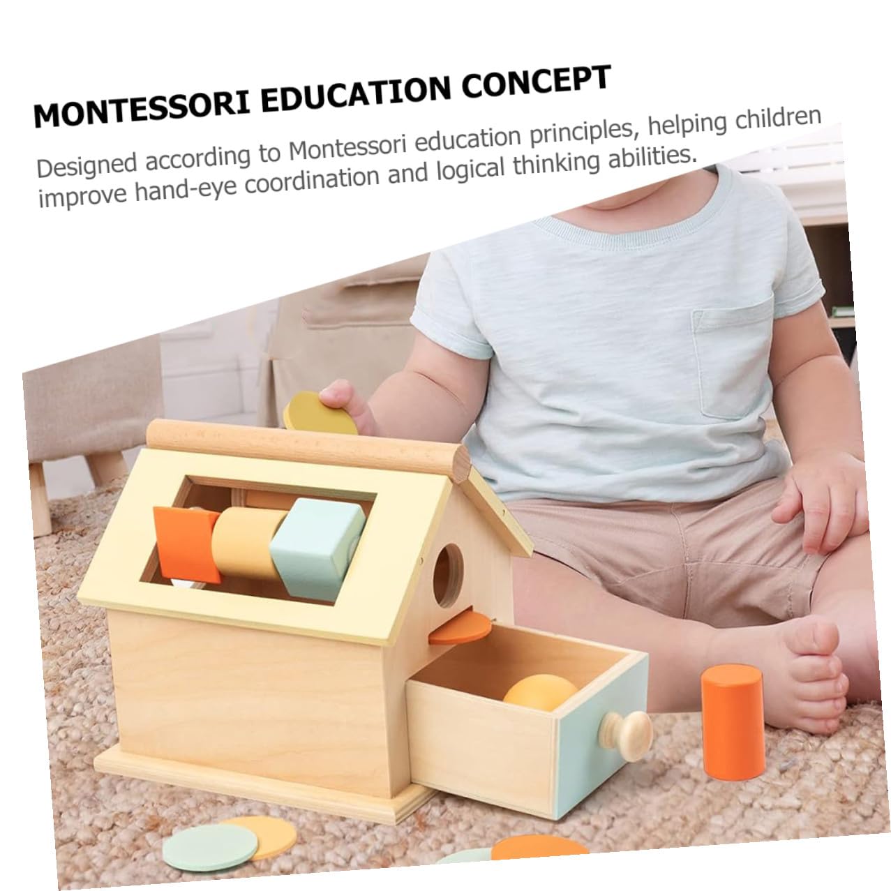 Juguete Montessori de Madera para Niños, Entrenamiento de Coordinación Mano-Ojo y Pensamiento Lógico, Adecuado para Educación Temprana y Desarrollo Preescolar