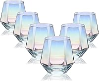 Vista 8 de CUKBLESS Juego de 6 vasos de Martini iridiscentes, copas de champán Coupé, sopladas a mano, vintage acanalado, cóctel para margarita, whisky