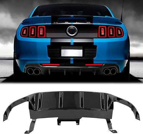 Miniatura 1 de FREEMOTOR802 Compatible con Ford Mustang V6 y GT 2013-2014 - Difusor trasero, estilo GT500 negro brillante PP, moldura de parachoques trasero,