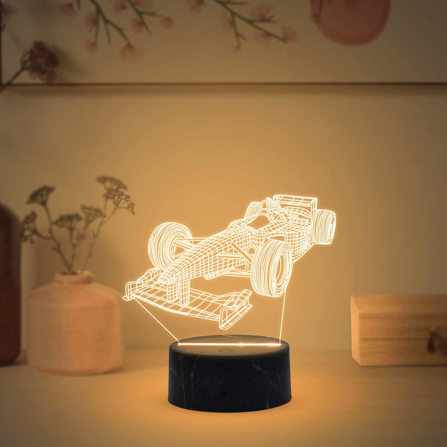 3D Illusion Formula One Racing Car Nightlight for Kids Room, Living Room, Bedroom & Gaming Room Decor Light | Warm White Light & USB Powered-image-21