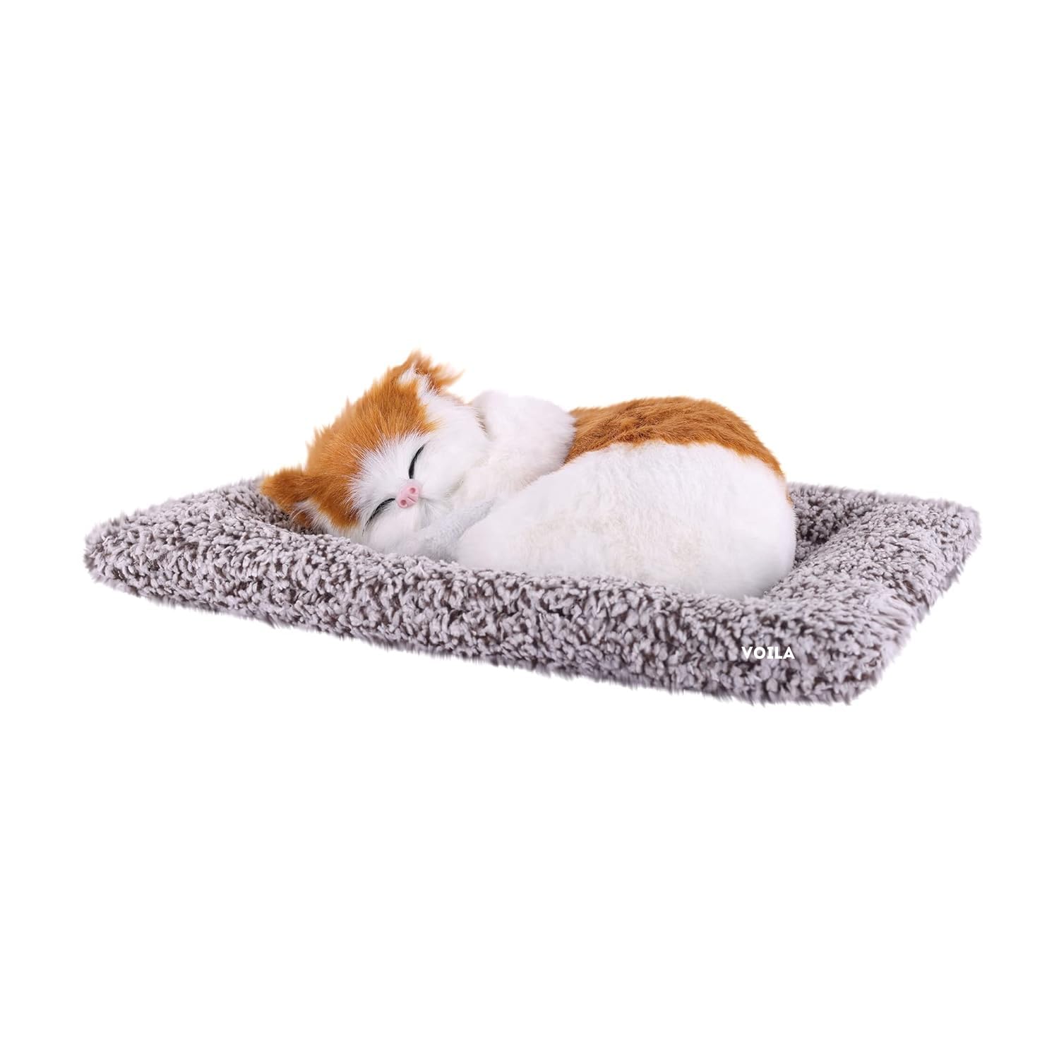 Voila Sleeping Cute Cat for Car Dashboard and Home Decor with Activated Carbon for Decoration Toy Golden and White