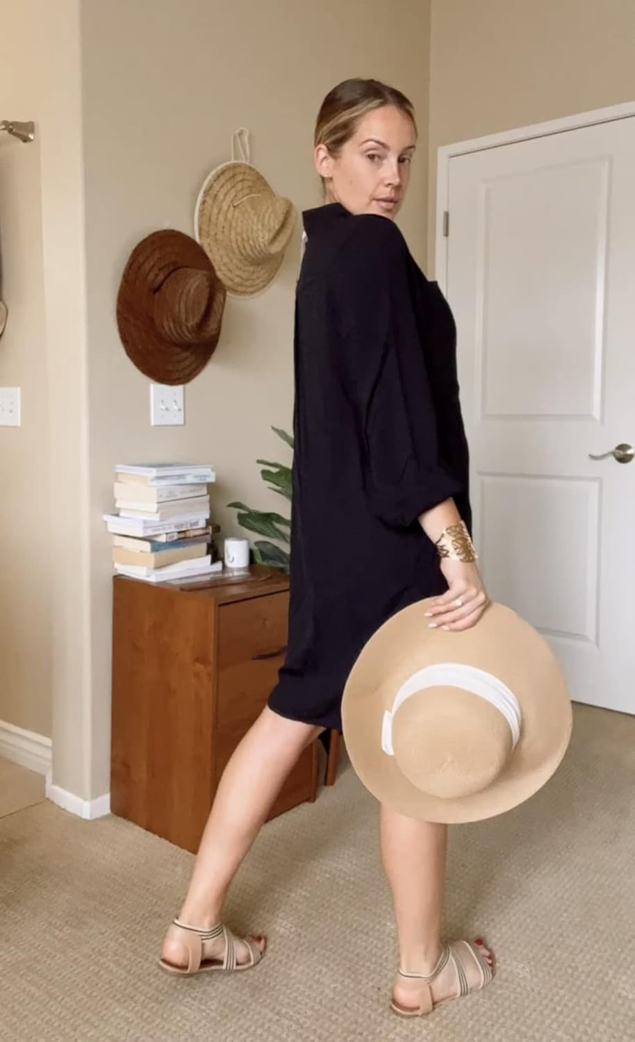 Ekouaer Women's Beach Bikini Cover-up Long Roll-up Sleeve Beach Shirt Bathing Suit Cover Up X-Large Black