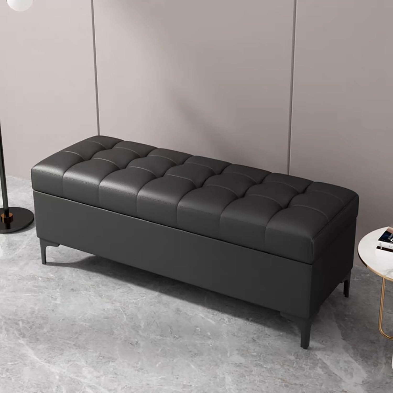 Benches Garden Bench Outdoor Patio Seating Backless Park Chair Lawn Path Slatted Seats,Upholstered Ottoman Bench with Storage Black Rectangle End of Bed Bench for Bedroom and Living Room 150