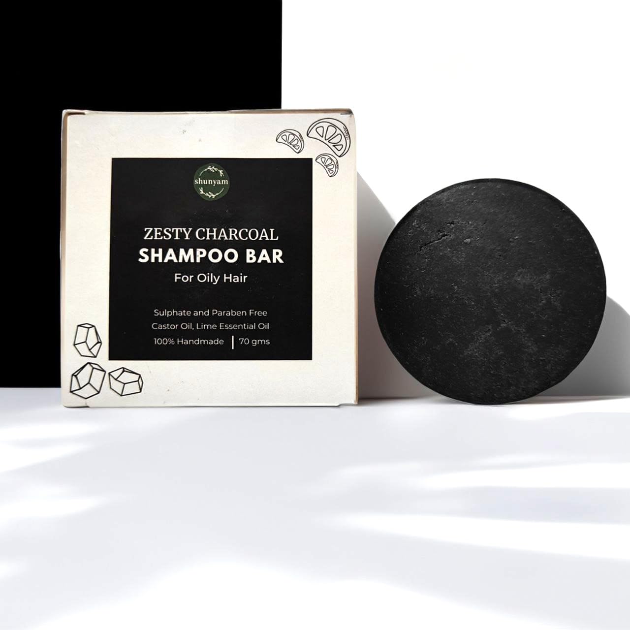 Zesty Charcoal Shampoo Bar Natural, Sulphate & Paraben-Free | Activated Charcoal, Orange & Lime Essential Oil | (20-30 Washes) | Cruelty-Free | Handcrafted