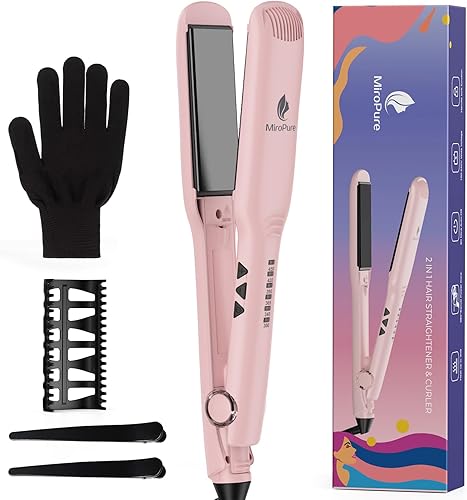 Miniatura 8 de MiroPure Plancha plana de 1.5 pulgadas, plancha de pelo con calentamiento rápido de 30 segundos y apagado automático de 60 minutos, alisador y