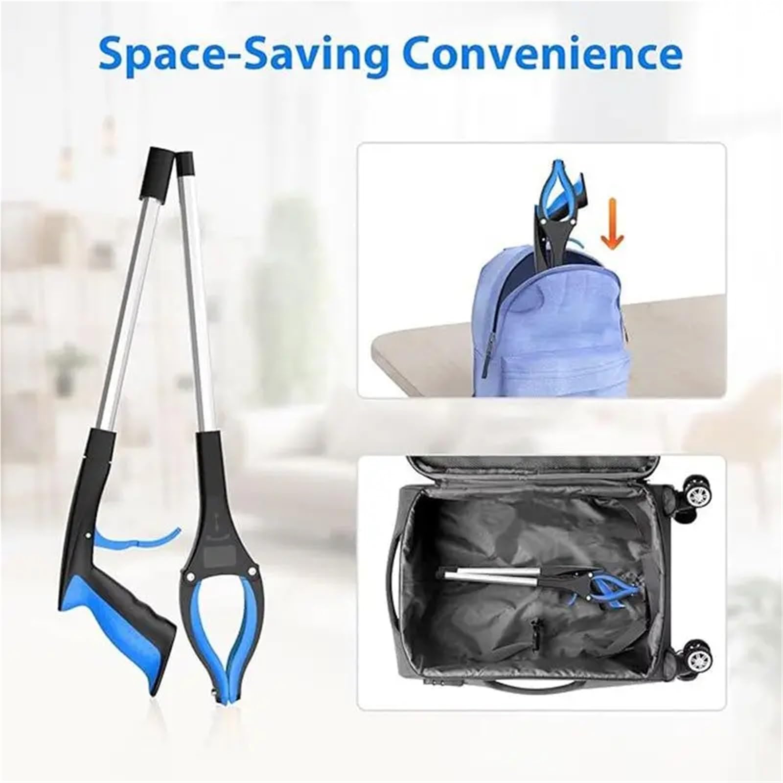 Agarrador plegable con clip giratorio de 360 ​​grados, recolector basura aleación aluminio engrosado, limpieza y saneamiento del hogar Para RecoleccióN(Orange)