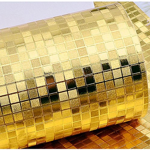 Qihang Gold Foil Mosaic Background Flicker Wall Paper Modern Roll/Hotel Ceiling/Decorative Wallpaper Roll Gold&Yellow Colour #TOP2