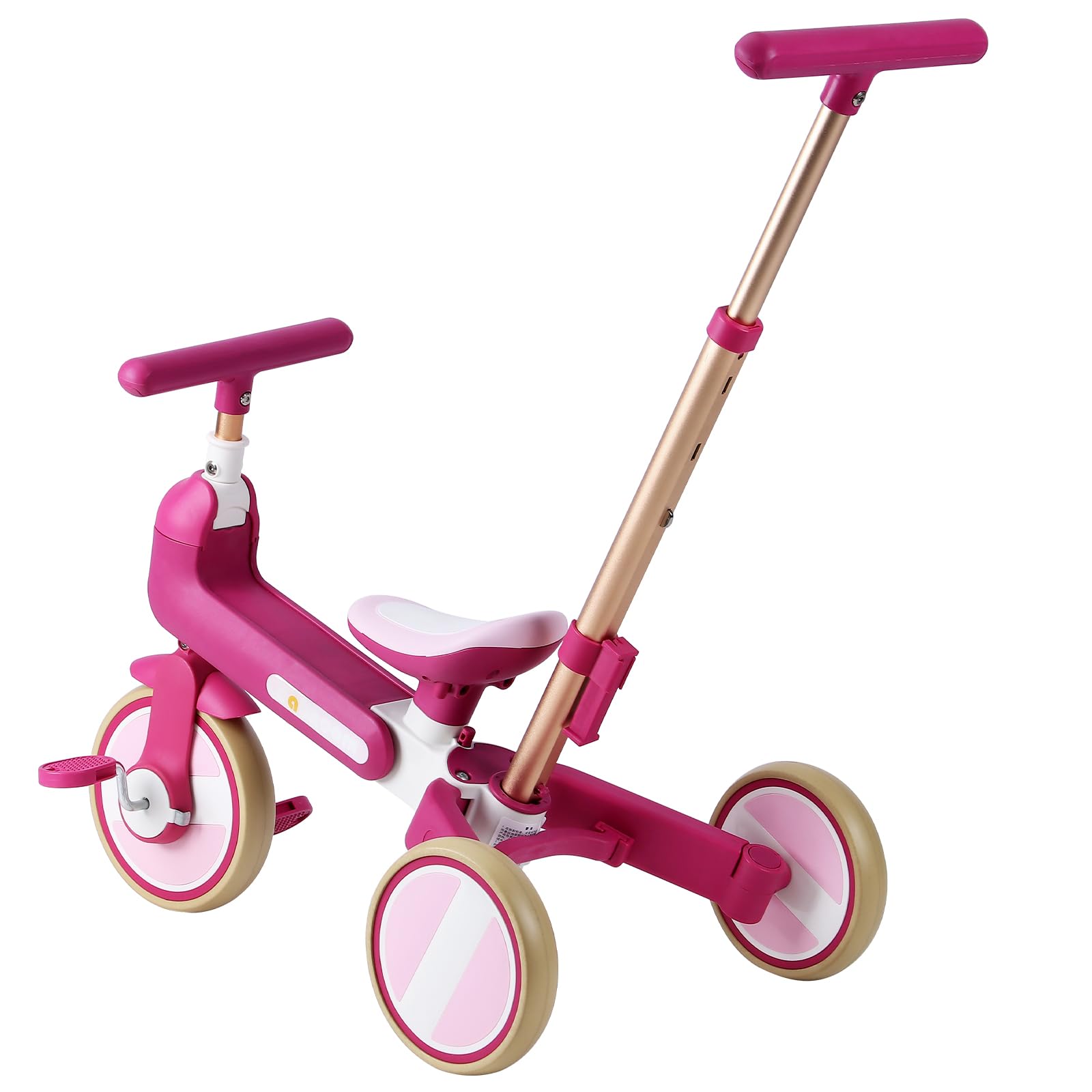 WEEROCK 6 in 1 Toddler Tricycle Fold Up Kid Tricycles with/Without Parent Steering Push Handle Boys Girls Balance Bike for 1-6 Years Old Toy Gift, Purple