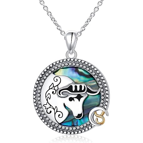 Alphm 12 Constellation Necklace 925 Sterling Silver Zodiac Sign Coin Pendant Necklaces Abalone Shell Astrology Horoscope Jewelry Birthday Gifts for Women