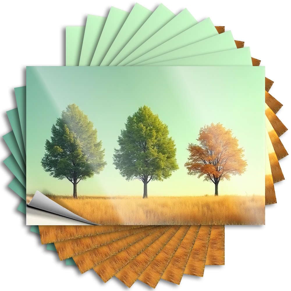 Front Entrance Decor, Stickers Funny Bumper Quote Stickers, Encouraging No Residue Decals for Luggage | Boys Party Favor Custom Three Trees in Different Seasons(8X12CM)