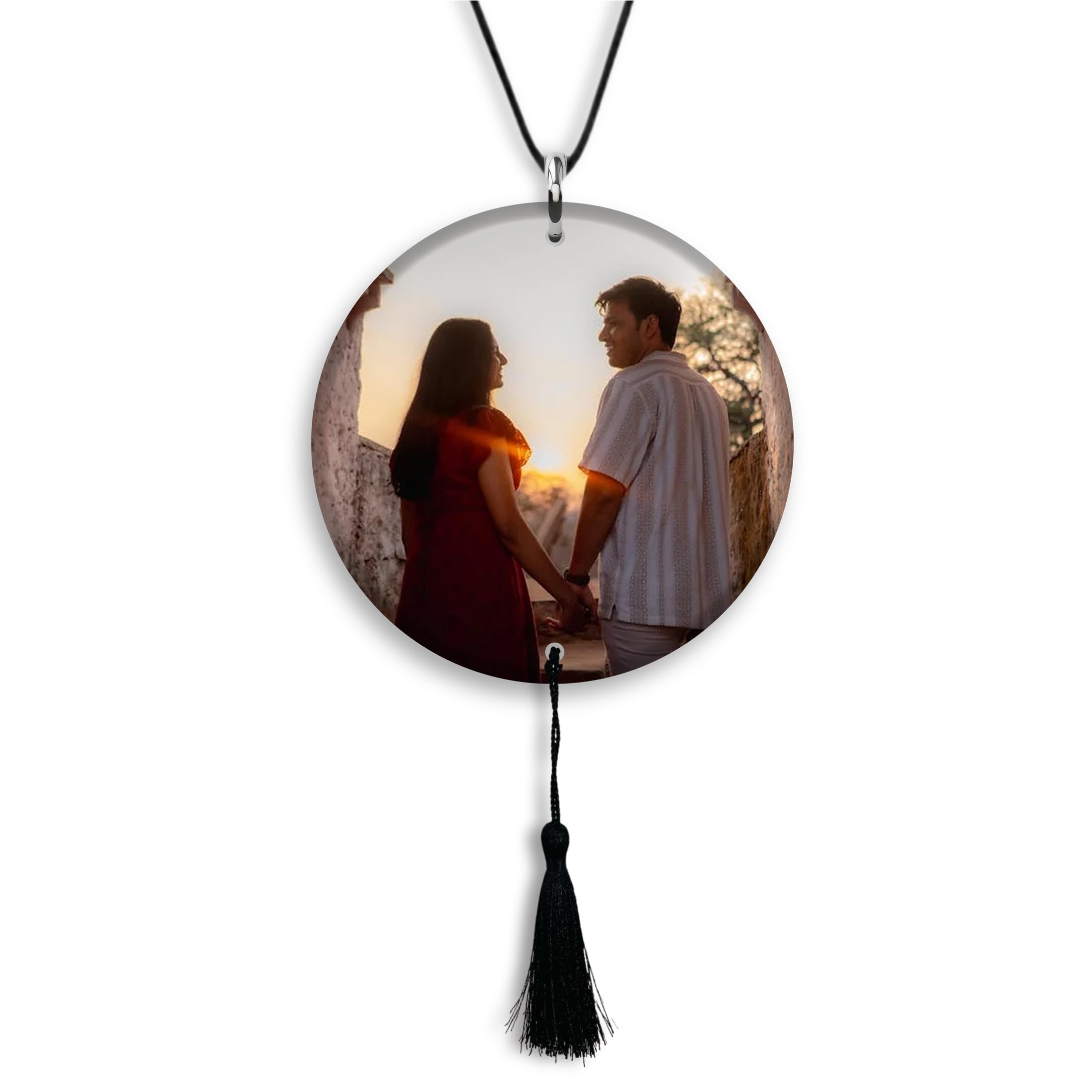 Personalized Photo & Message Printed Car Rear Mirror Hanging - Car Hanging for Decoration, MDF Wooden Art, Car Accessories, Wood Hanger (3 inch x 3 inch) CHB0029.-image-24