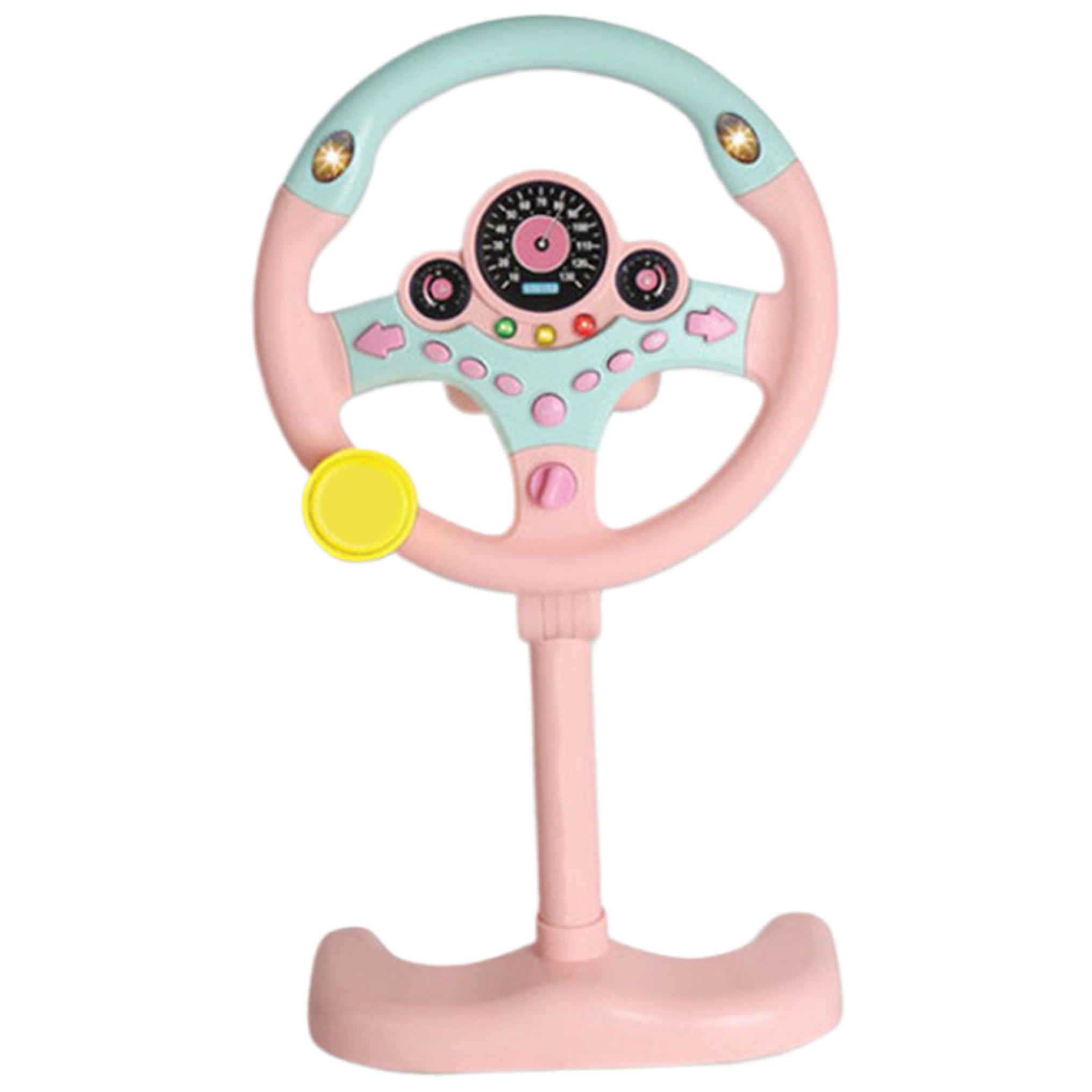 Obelunrp Steering Wheel Toy for Kids, Toy Steering Wheel with Music & Lights, Electronic Simulated Driving Preschool Toys for Toddlers Kids (Pink)
