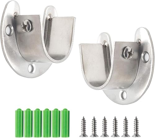 Miniatura 1 de 2 piezas de enchufe de varilla de acero inoxidable resistente, soporte de armario soporte de barra de brida soporte de barra de armario soportes de