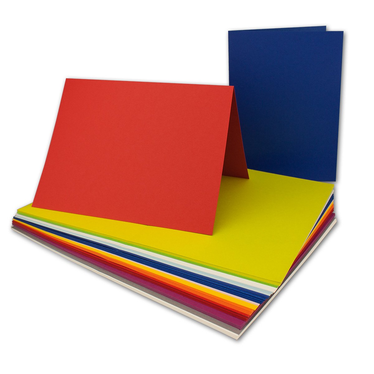 200x tarjetas plegables colores mezclados - DIN A6-14,8 x 10,5 cm - Mezcla de colores - Diseños variados - GUSTAV NEUSER