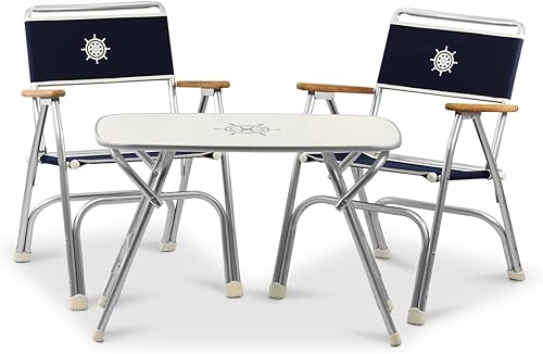 Miniatura 9 de FORMA MARINE Mesa de barco plegable de 34.7 x 20 x 24.02 pulgadas de altura, muebles de cubierta de yate de aluminio marino M250