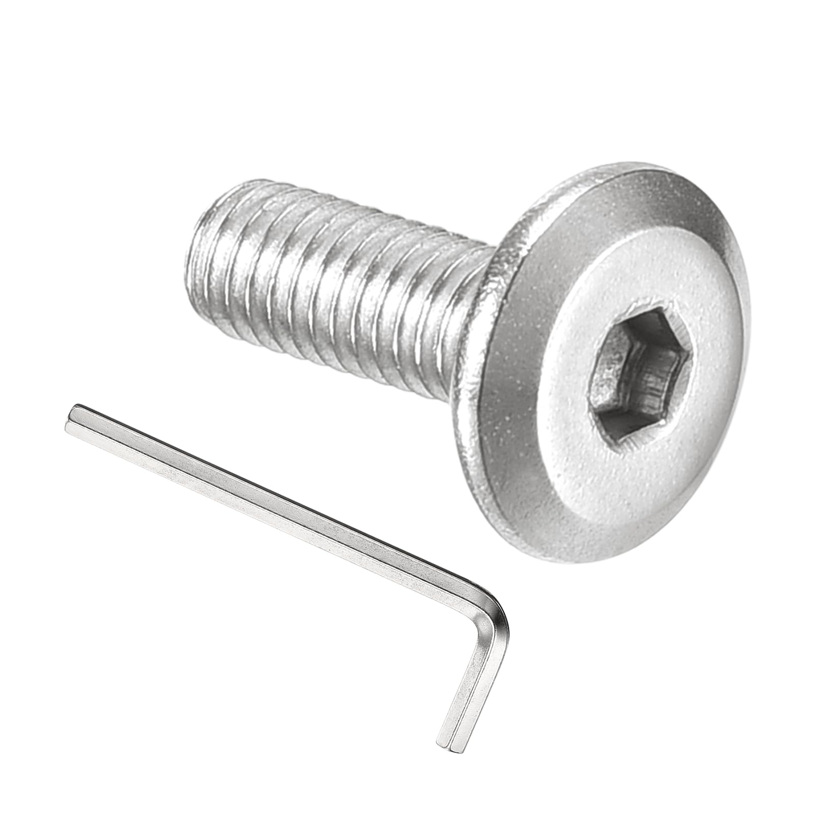 PATIKIL M4x6mm Flat Head Hex Socket Cap Screws Bolts, 50PCS 304 Stainless Steel 18-8 Furniture Bolt with Hex Allen Wrench for Bed Chair Repairs Ship Assembly Mechanical Industry, Silver