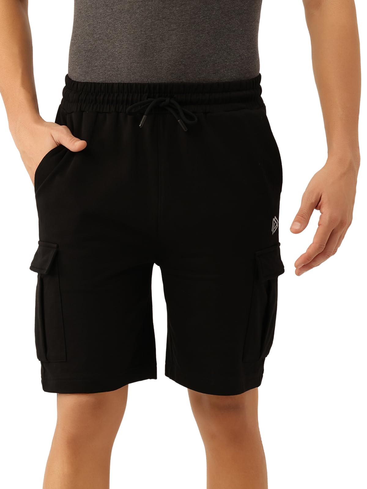 Men’s Cotton Cargo Shorts with 4 Pockets & Adjustable Drawstring Waist