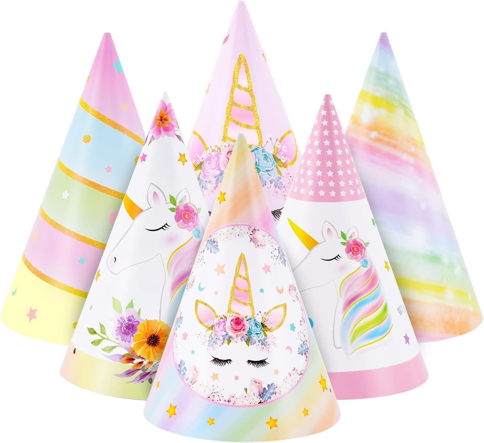 WERNNSAI Party Hats - 12 PCS Birthday Party Supplies Cone Hats for Birthday Headwear