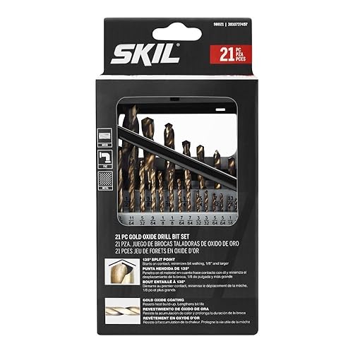 Skil Juego de 21 brocas helicoidales de óxido de oro #98021