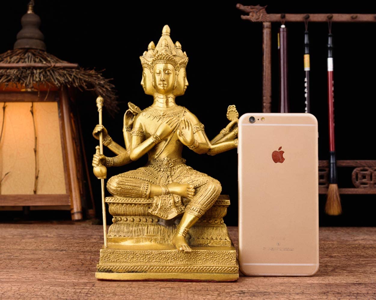 Amazon｜仏像、タイの仏像の装飾、純銅の四面仏の像、タイのブロンズ像