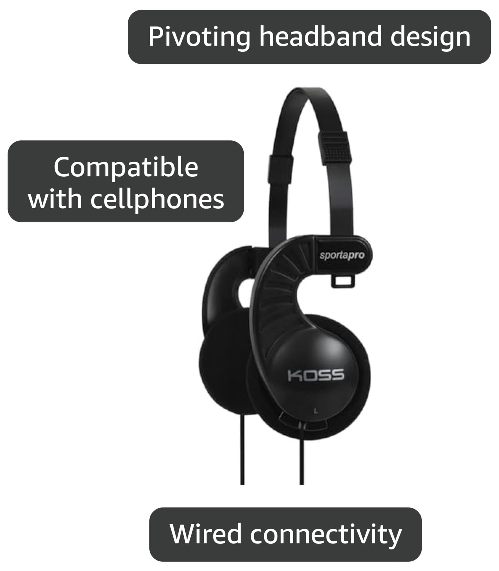 Amazon.com: Koss Sporta Pro On-Ear Headphones, Black, Retro 90s