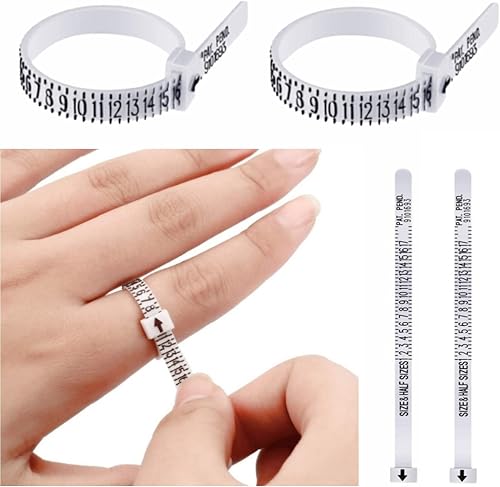 Miniatura 4 de 2 herramientas de medición de tamaño de anillo blanco, herramientas de medición de tamaño de dedo, tamaño de anillo 1-17, herramientas de medición