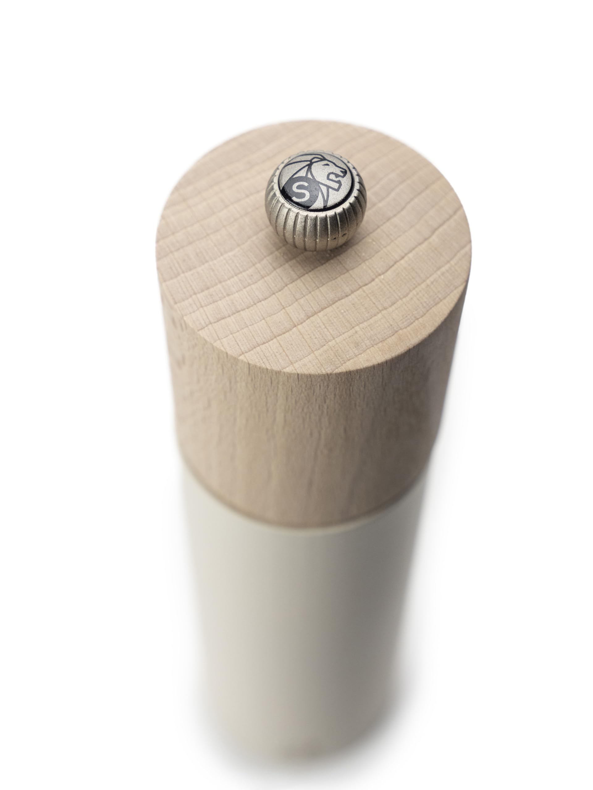 PEUGEOT - Salzmühle Boreal 21 cm - Klassische Mahlgradeinstellung - Innovatives Zirlion-Mahlwerk für pulverfeines Salz - Aus PEFC-zertifiziertem Buchenholz - Französisches Know-how - Federweiß