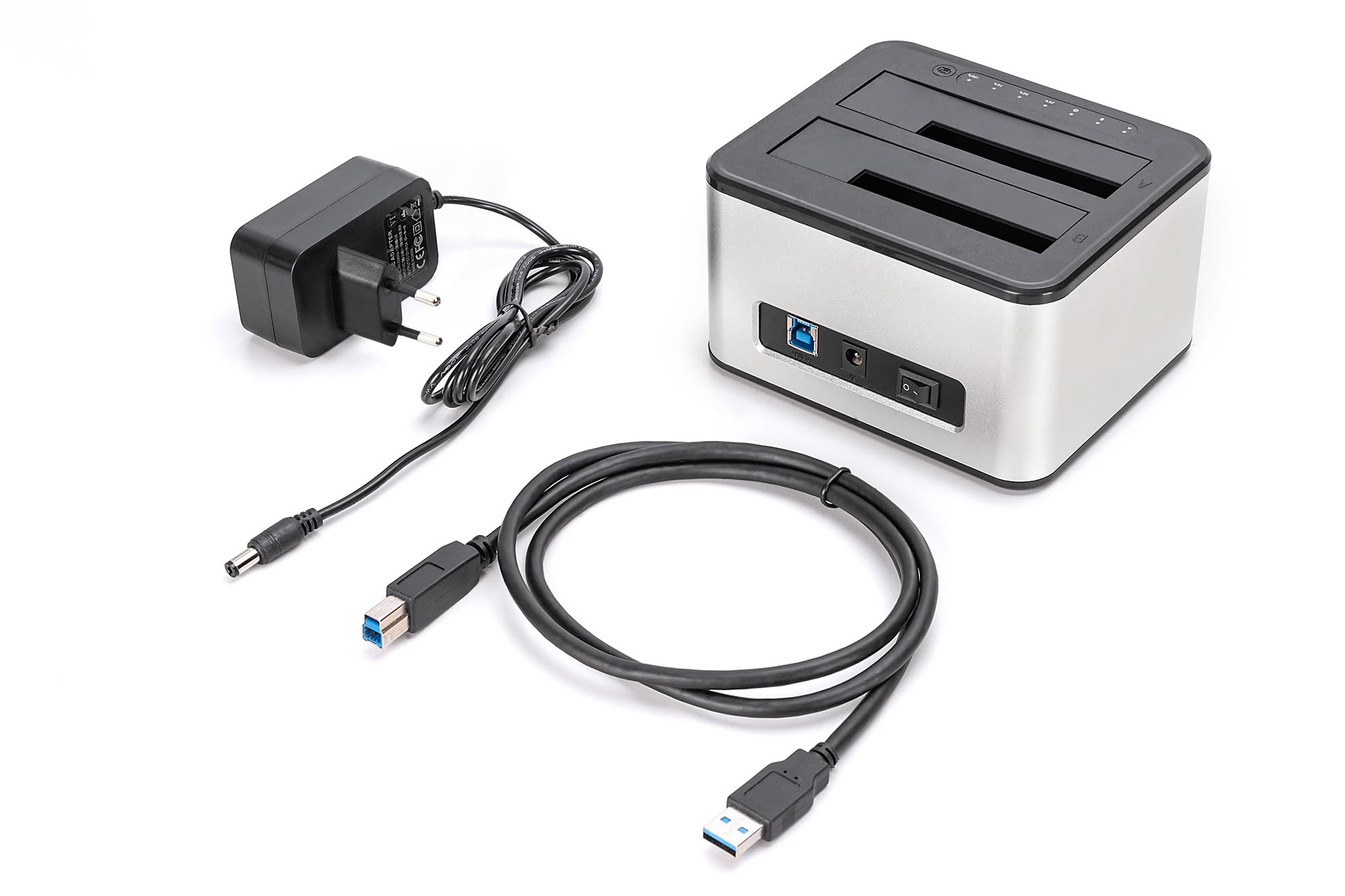 DIGITUS DA-71540-2 - Stacja dokująca z dwoma dyskami twardymi SATA - USB 3.0 - dla dysków SSD i twardych 2,5„/3,5” - SATA 3 - z funkcją klonowania - Plug & Play - Szary