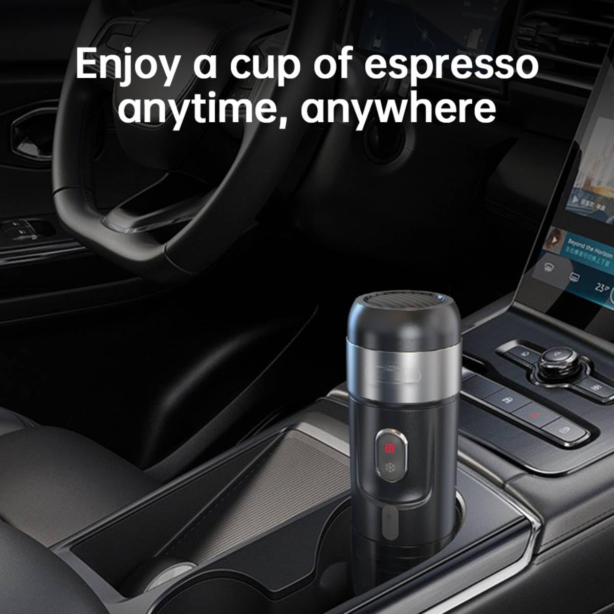 Homgoday portátil HiBREW H4A 80W, Espresso 3 en 1 con Adaptadores, y Café en Polvo 15 Bares, Funcionamiento USB 12V, Diseño Resistente, Incluye Accesorios