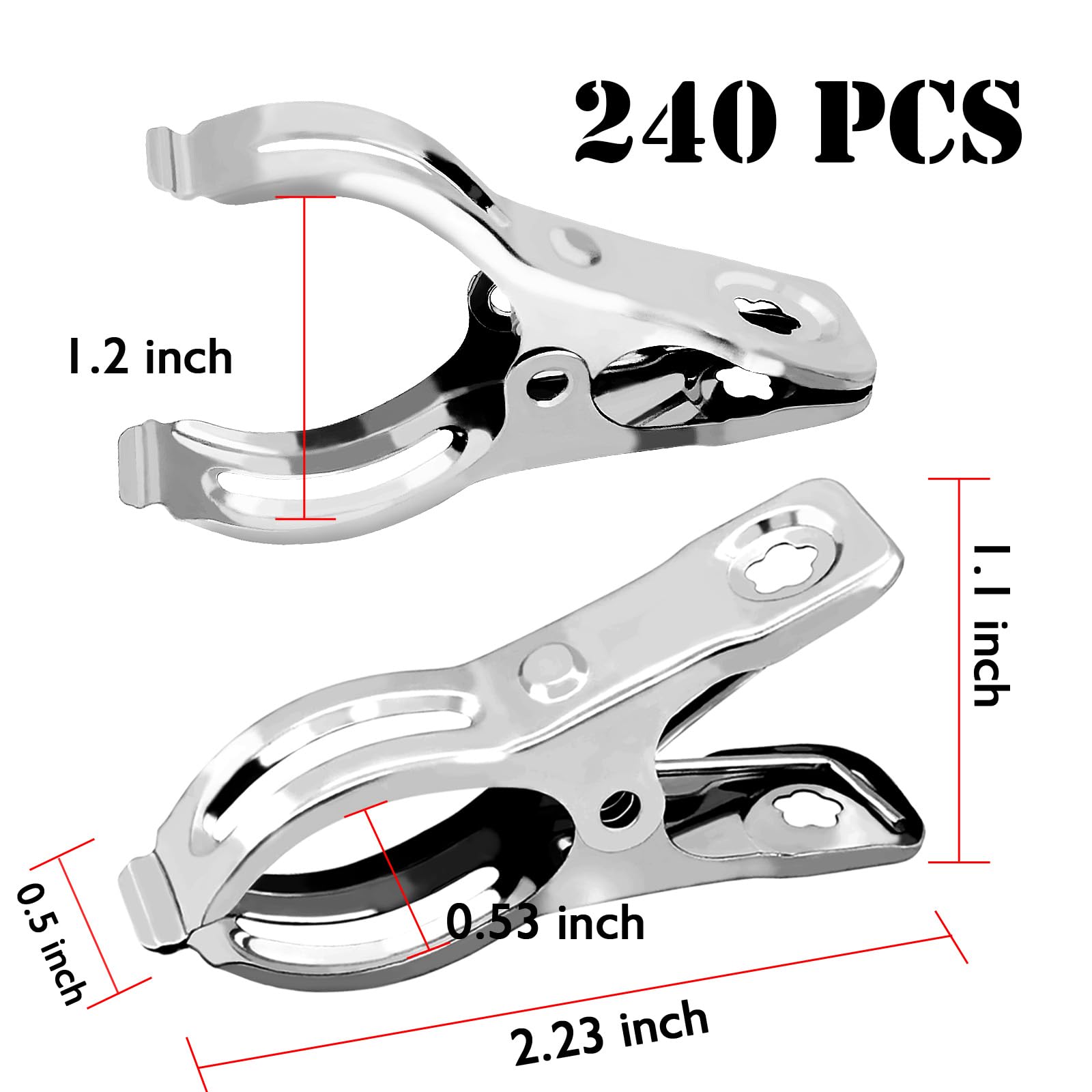 BESTEEL 240 clips de jardín mejorados, abrazaderas de invernadero, 100% acero inoxidable, clips Greenhuose resistentes para red, fuerte agarre para sujetar tela de sombra o cubierta de plantas en aros