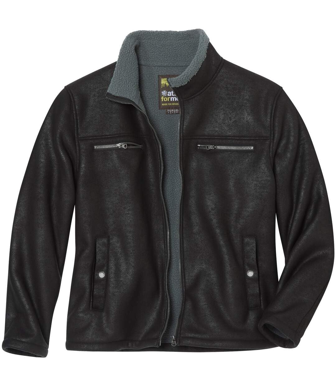 ATLAS FOR MEN - Men's Black Sherpa-Lined Aviator Jacket - M